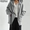 Women's Fashion Casual Solid Color Print Autumn Winter Long Sleeve Hooded Jackets & Coats