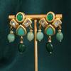 Готические винтажные серьги-капли для женщин, кисточки, капли воды, зеленый камень, антикварные ювелирные аксессуары