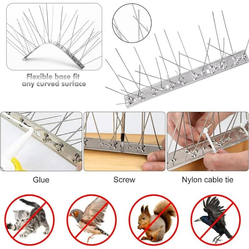 10/1PCS Pigeon Spike Deterrent Anti Bird Pigeon Squirrel Cats Repellent Stainless Steel Bird Repeller Set for Garden Fence Roof
