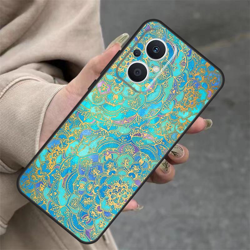 Элегантный Чехол с Цветочным Узором Мандала Для OPPO Reno 14F 13F 12F 11F 10 12 13 14 Pro 7 8 Lite OPPO Find X5 X6 X8 X9 Pro Чехол