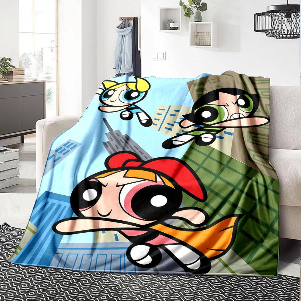 1pc Powerpuff4 Blanket, Gift, for Men and Women, Soft Blanket, Good for Sofa Bed Couch Travel, Lightweight Flannel Blanket