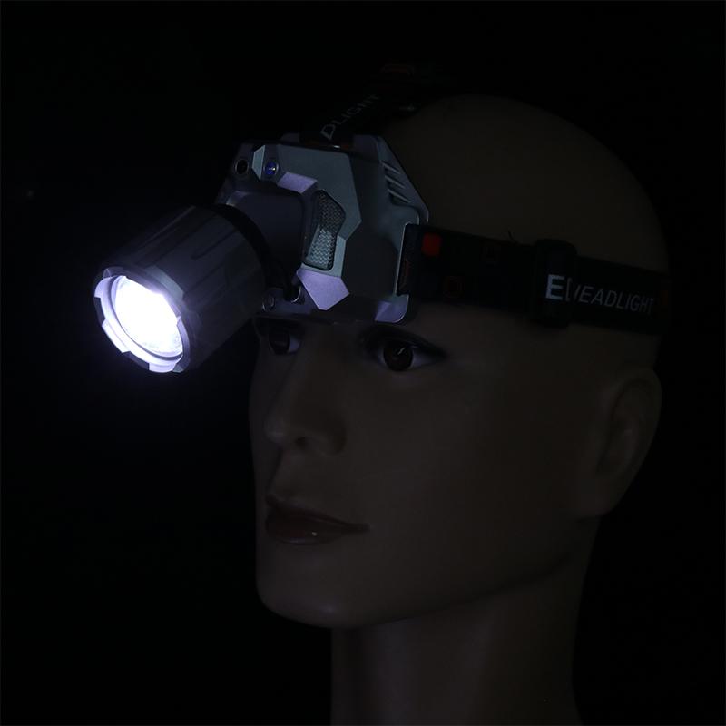 Мощный красно-бело-желто-синий свет Четыре источника света USB-перезаряжаемый налобный фонарь Наружный дальнего действия Аварийный налобный фонарь