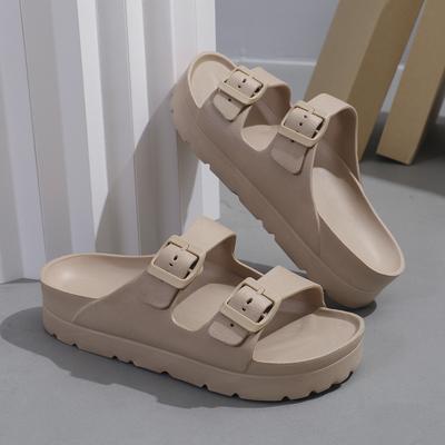Модные летние женские шлепанцы для улицы, пляжные сандалии, EVA платформа, шлепанцы для дома, слайды с пряжкой, сандалии на мягкой толстой подошве
