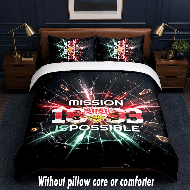 VfB Stuttgart Football Design Bed Bedding Set 1 Duvet Cover + 2 Pillowcases Soft Breathable Household Bed Linens