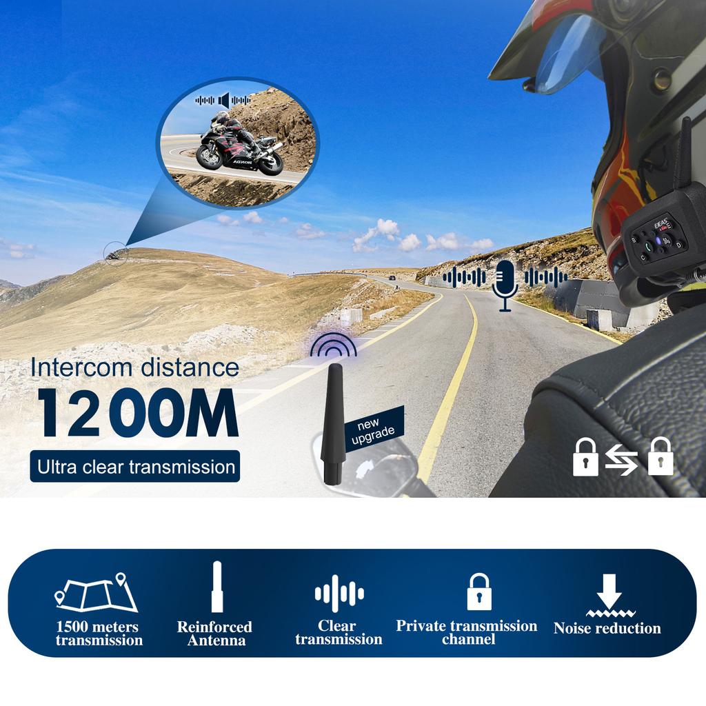 EJEAS V6 Pro Мотоциклетный шлем Домофон 1200M Дуплексная гарнитура для переговорной связи для верховой езды рация для