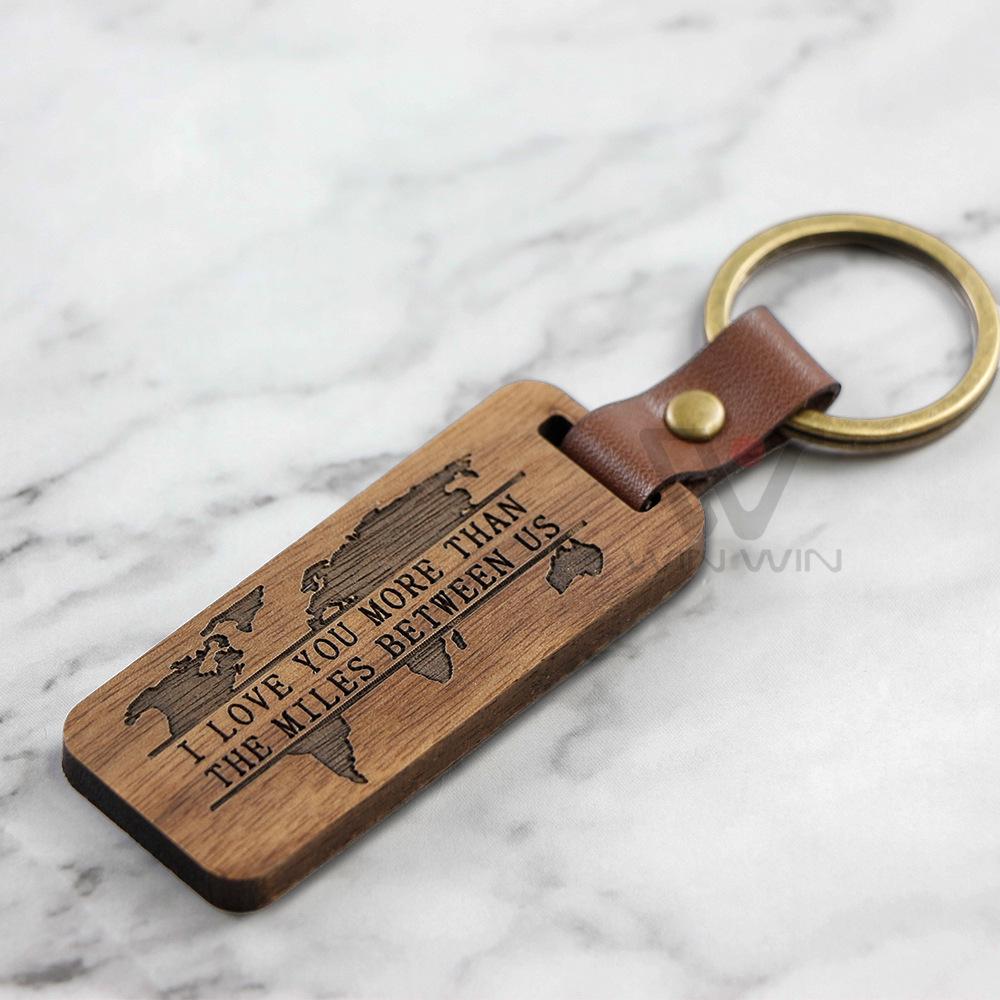 Rectangle Wooden Keychain Pendant - Business Gift In OPP Packaging