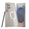 Чехол для мобильного телефона Samsung S25 Ultra PC Ультратонкий С ощущением кожи Полупрозрачный Простой Магнитная адсорбция Защитный чехол с кольцом для беспроводной зарядки
