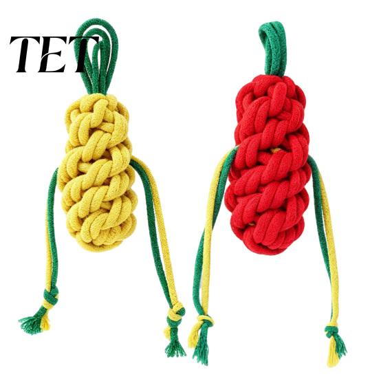 Soft Cotton Teething Rope for Dogs Squeaky Dog Chew Toy Aggressive Chewers, Vegetable Shaped Puppy Interactive Toys Training Toy, Braided Biting Small