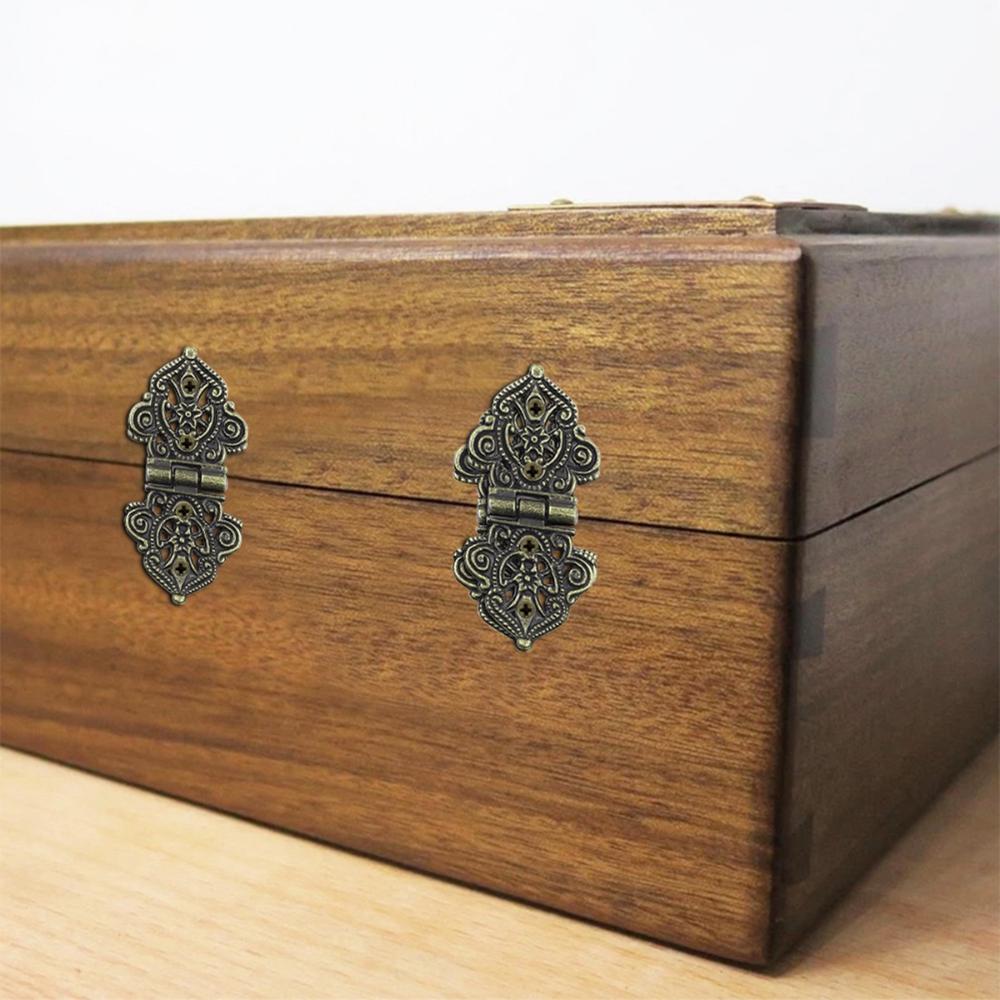 Door Wooden Box Lace Zinc Zinc Alloy Mini Chinese Style Antique Butt Hinges Hollow Flower Furniture Hardware