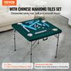 VEVOR Fold-in-Half 4 Player Card Table with 144PCS Majiang Tiles and 3 Dice with Wear-Resistant Green Tabletop & Carrying Handle