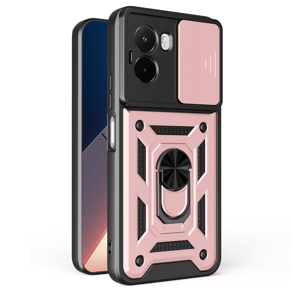 Для Xiaomi Poco M7 4G (169 мм) Чехол с выдвижной крышкой для камеры, PC+TPU, подставка, чехол для телефона