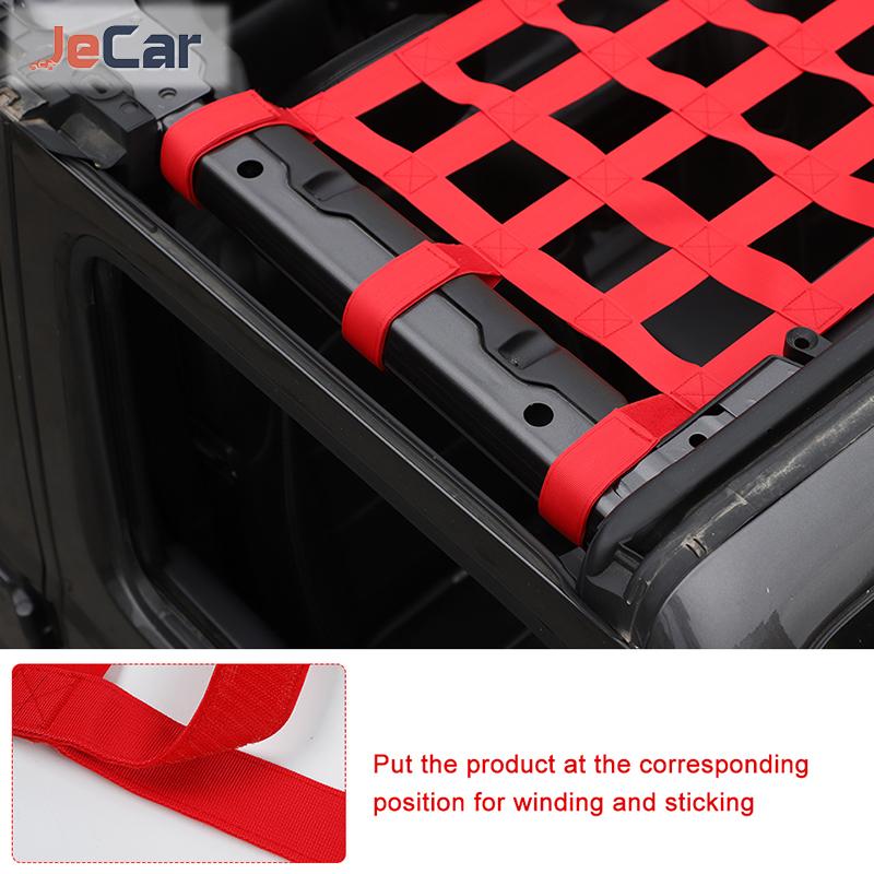 JeCar Car Roof Multifunction Trunk Mesh Cargo Top Bed Rest Storage Net For Jeep Wrangler TJ JK JL 2007 Up Exterior