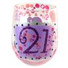 [P1363] - Designer Wine Glass '21' Pink (stemless Wine Glass) - 10 Cm