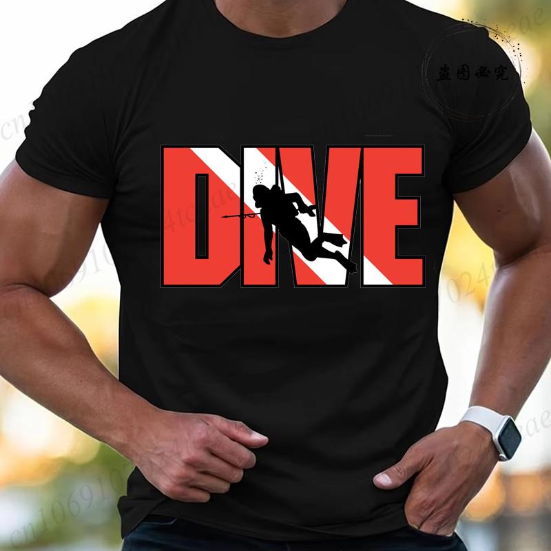 Новая модная футболка для мужчин, повседневная, с коротким рукавом, хип-хоп, уличная одежда, футболка с принтом SCUBA Dive, пуловер, мужская, женская, футболка, топы