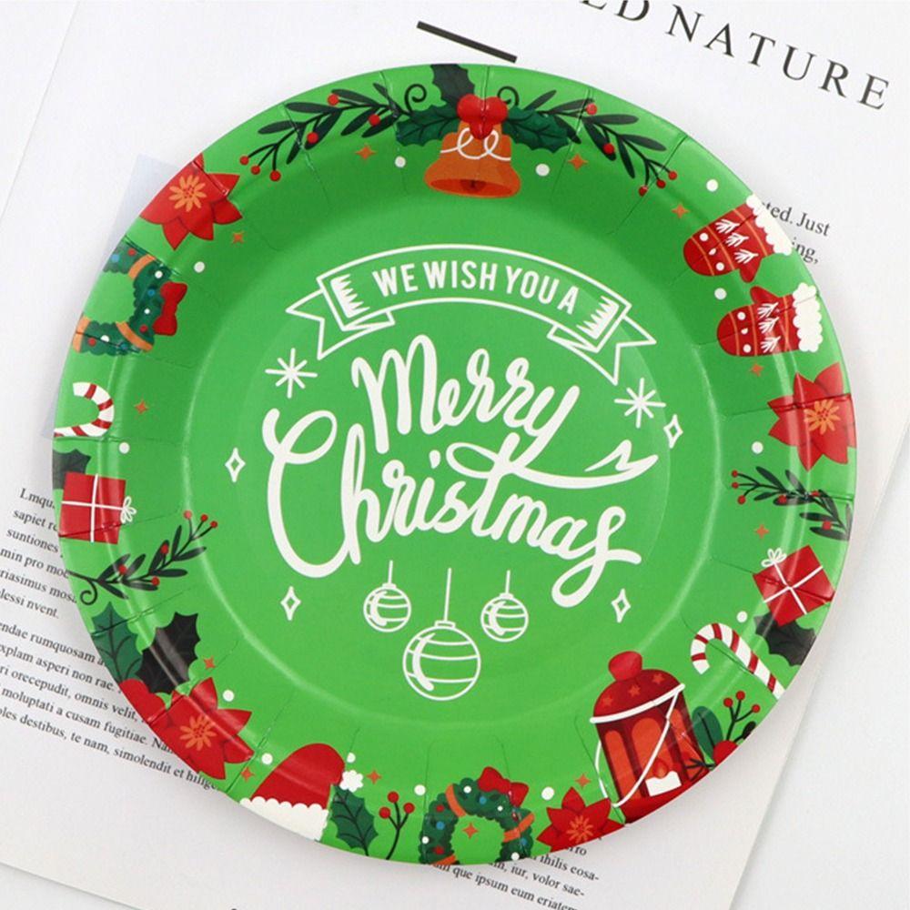 Environmental Christmas Paper Plates Disposable Christmas Paper Cups Christmas Tableware Set Hotel