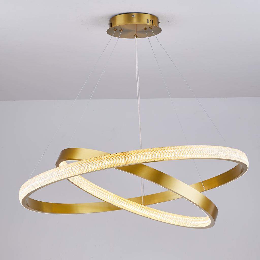 Ceiling Lamp Hanging Chandelier Led + Remote Control 30W 40/60Cm 2 Rings Gold