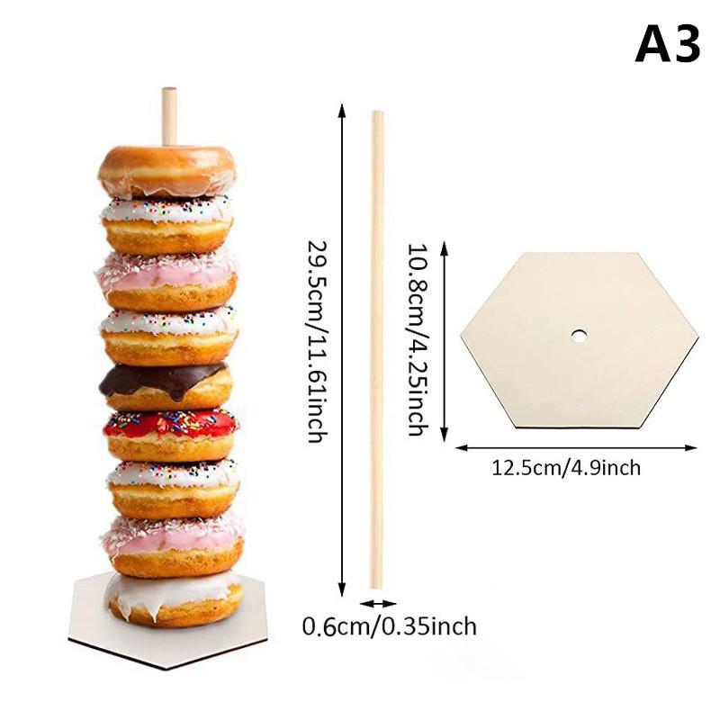 Wooden Doughnut Holder Dessert Display Rack Dim Sum Bread Sales Rack Donut Stand Birthday Party Wedding Table Decoration