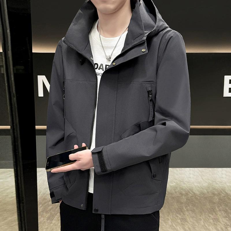 Мужская верхняя одежда Весна и осень Куртка мужская осень Весна и осень Ветровка мужская с капюшоном для мужчин