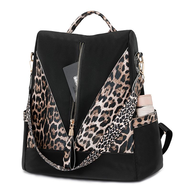 Рюкзак с леопардовым принтом, женский рюкзак большой вместимости с защитой от кражи