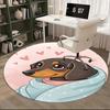Charming Dachshund Chair Mat   Round Carpet with Hearts, Perfect for Home Decor, Office Use, and Gifts!0217b