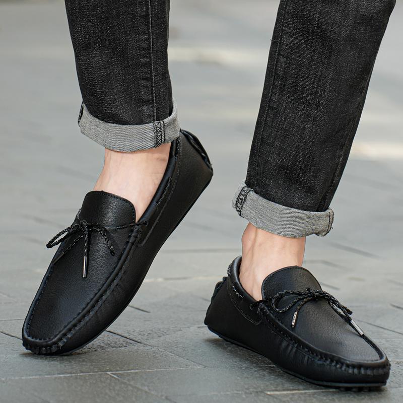 Fashion Brand Men Loafers Handmade Leather Slip On Driving Casual Shoes Soft Sole Comfortable Breathablel Low Boat Shoes Men Big Size 49