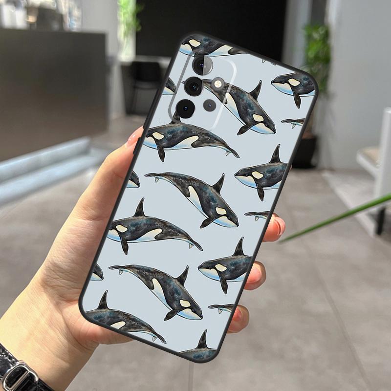 Синий Чехол с Узором Киты Океана Для Samsung Galaxy A56 A36 A26 A16 A06 A25 A54 A34 A14 A52 A32 A12 A13 A33 A53 A15 A35 A55