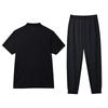 Li Ning Однотонный Дышащий Прямого Кроя С Коротким Рукавом Поло Быстросохнущий Эластичная Талия Длинные Брюки Повседневный Спортивный Костюм Мужской Костюм Черный YPLU073-2+AYKT415-1