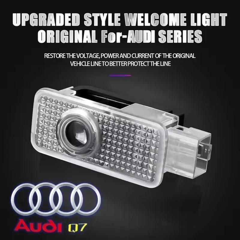 For Audi 2pcs Car HD Projector Lamp LED Door Welcome Light Sline Quattro RS S4 S5 S6 S7 S8 A3 A4 A5 A6 A7 A8 Q7 RS5 RS6 RS7