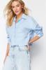 Women's Fashion New Shirt Blue Crop Pocket Detailed Woven Shirt