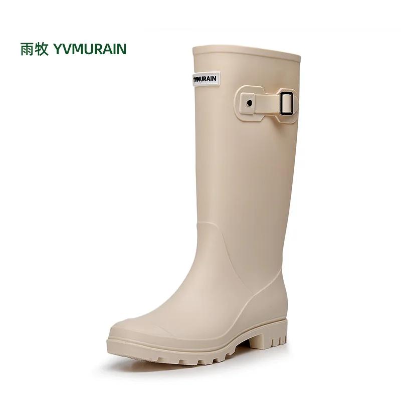 Модные нескользящие резиновые сапоги женские высокие сапоги для воды водонепроницаемые длинные резиновые сапоги женские высокие галоши для дождя