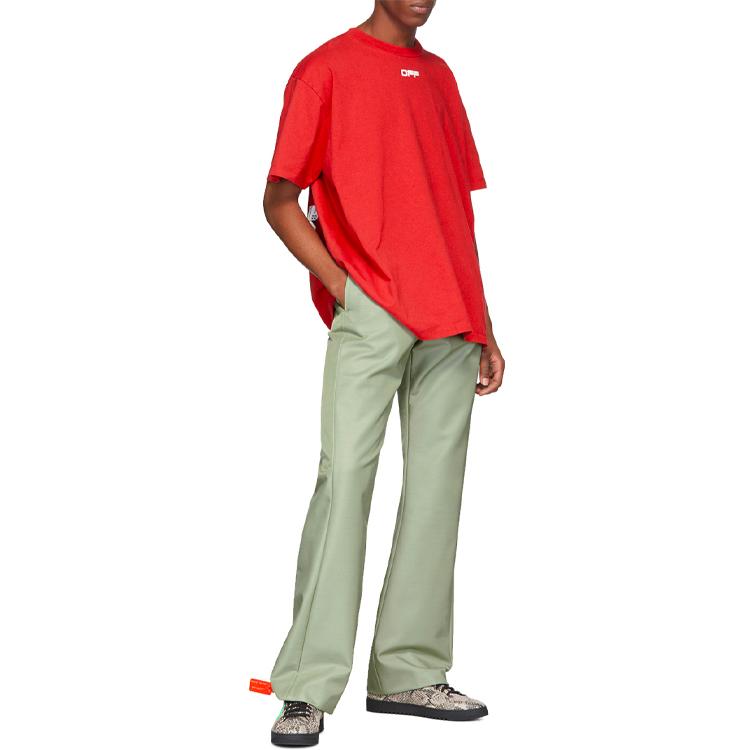 Off-White SS20 Airport Tape Arrow Print Футболка с короткими рукавами Мужские топы Красный OMAA038S201850032088