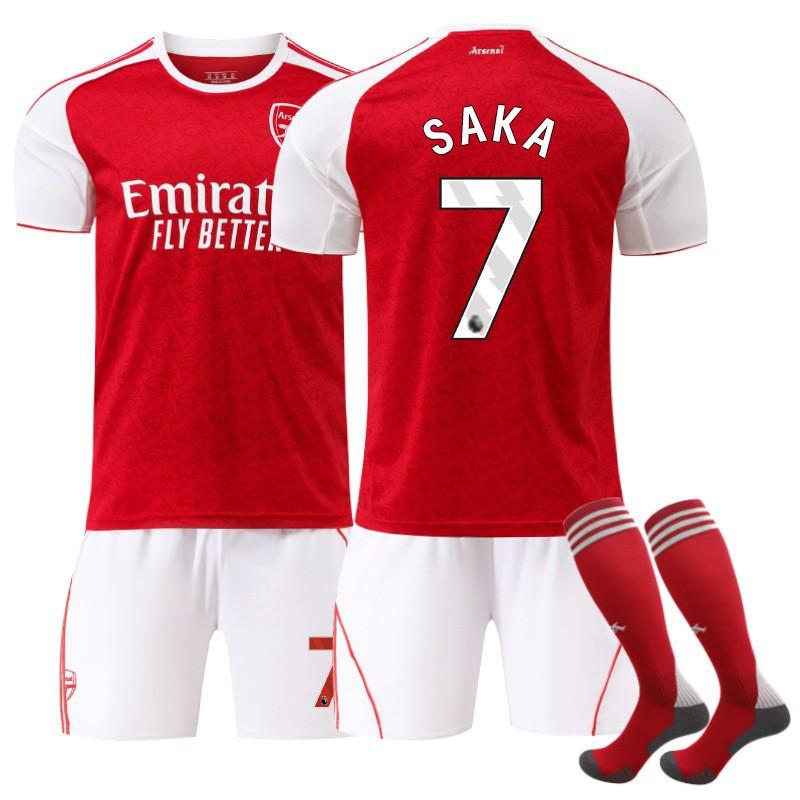 Arsenal 2526 Home Football Jersey Set Saka No.7 Jesus No.9 Martinelli No.11 Kids Adult Uniform