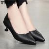 Soft Leather Spring Autumn Leather Single Shoes Women's All-match Work Shoes Large Size Casual Mid-heel Pu Shoes
