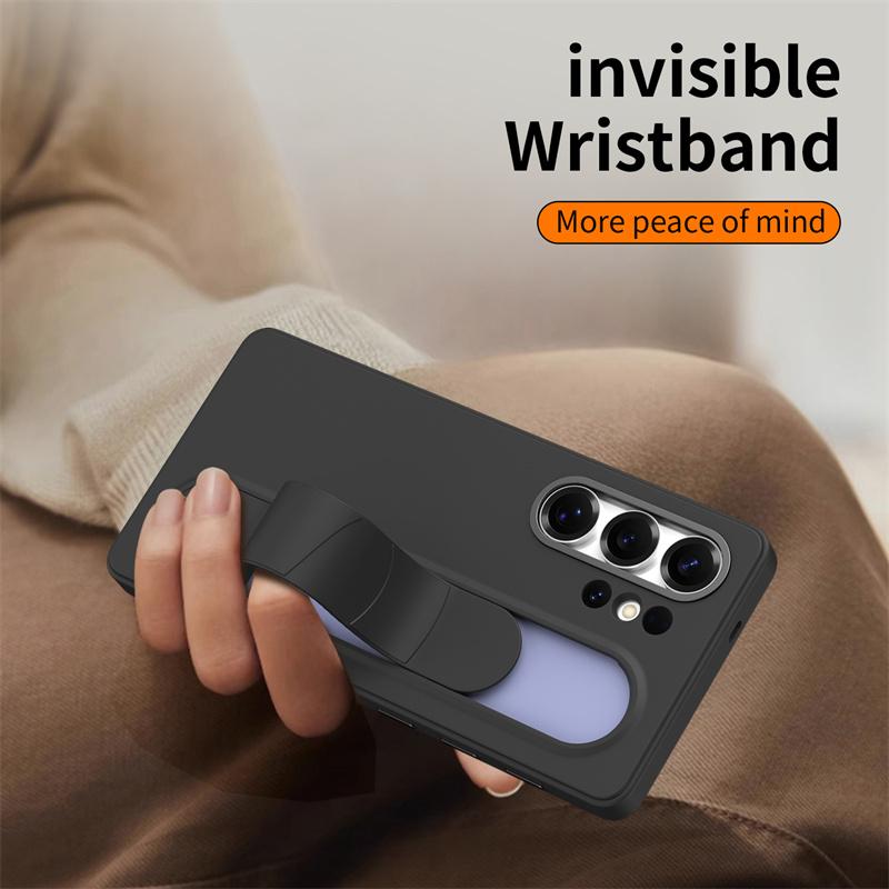 Smart Silicone Wristband Bracket Phone Case For Samsung Galaxy S23 S24 S25 S26 Ultra Plus Intellgent Control Buttons TPU Cover