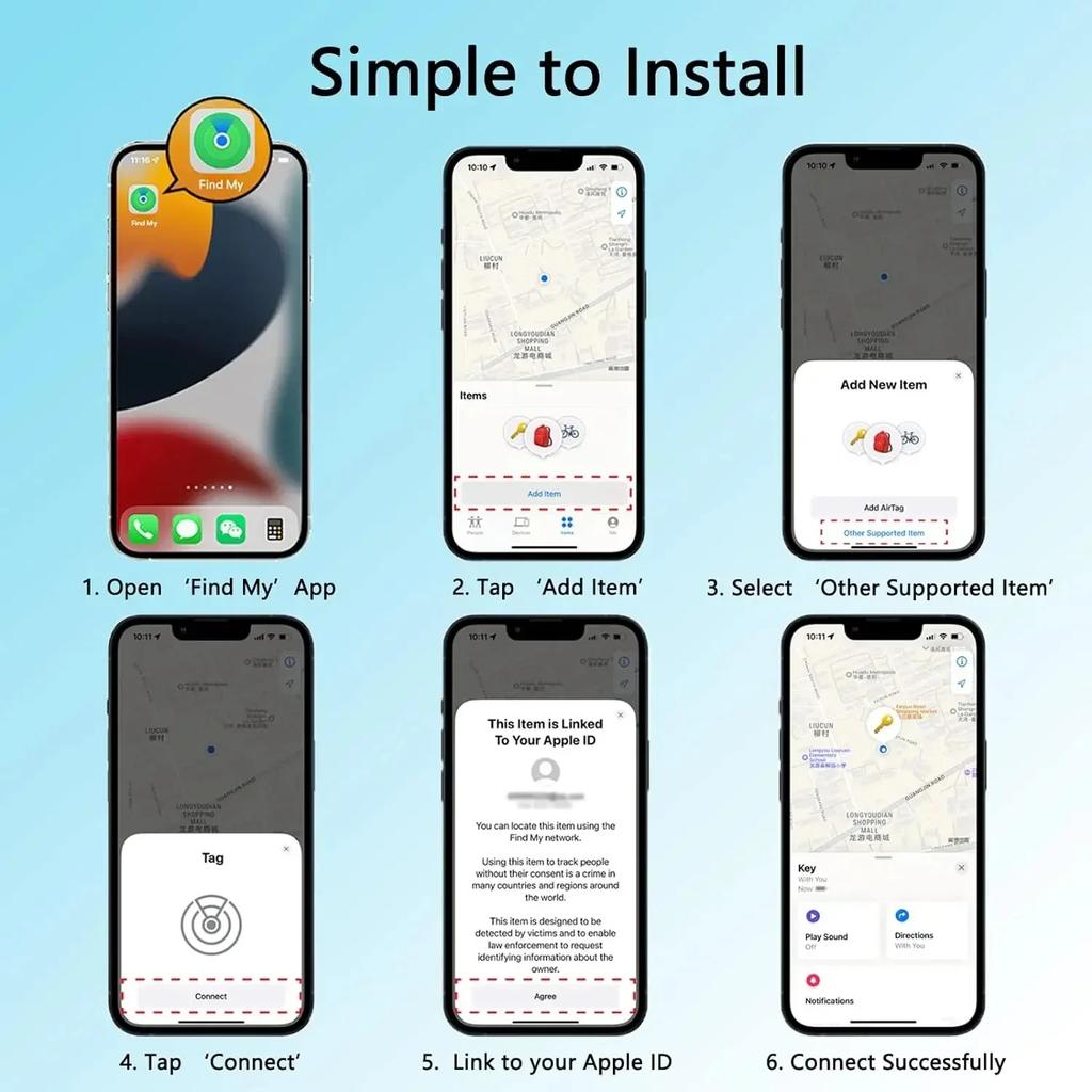 Умный Bluetooth GPS-трекер, работающий с приложением Find My, устройство для напоминания о потере, беспроводной локатор с рейтингом MFI, локатор ключей от машины, домашних животных и детей