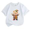 Kids Boys Girls 100% Cotton Crew Neck Short Sleeve T-Shirt, Cute Cartoon Clown Teddy Bear Printed Casual Soft Summer Tee for Toddlers