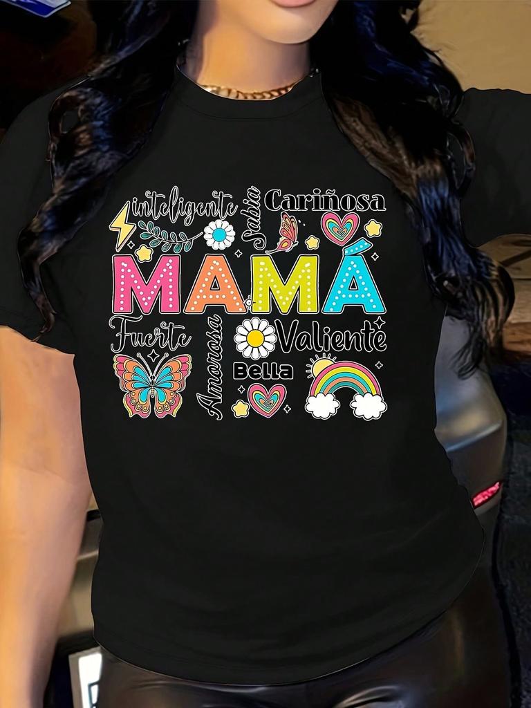 Womens Mothers Day Tshirt Mothers Day Gift The Spanish Phrase Mama Printed on It Daily Womens Clothing Breathable