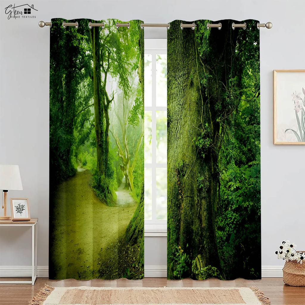 Лесные 3D-шторы с принтом пейзаж зеленый солнечный кленовый лист природа жизненная сила B&B отель спальня гостиная шторы 2 шт.