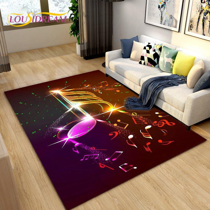 3D креативный ковер с музыкальными нотами, большой ковер, ковер для гостиной, спальни, дивана, кухонный коврик для ванной комнаты, нескользящий напольный коврик, подарки