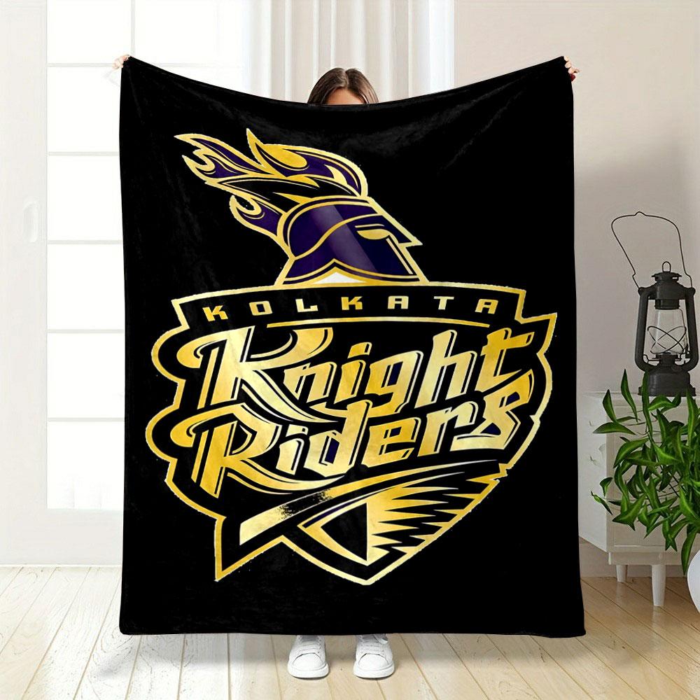 Kolkata Knight Riders Logo Design Patterned blanket, flannel, suitable for all seasons, home decor, warm and cozy