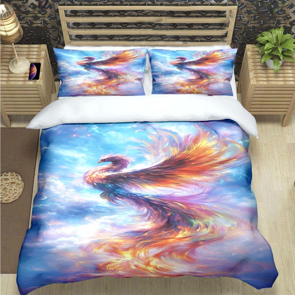 3D Популярный Мифический Зверь Феникс Принт Постельные Комплекты Постельные Принадлежности Набор Пододеяльник Набор Подростки Девочки Мультяшный Полуторный Односпальный Детский Подарок