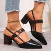 Elegant Pointed Toe Chunky Heel Sandals Women Summer Slingback High Heels Pumps Woman Fashion Thick Heeled Party Dress Sandalias