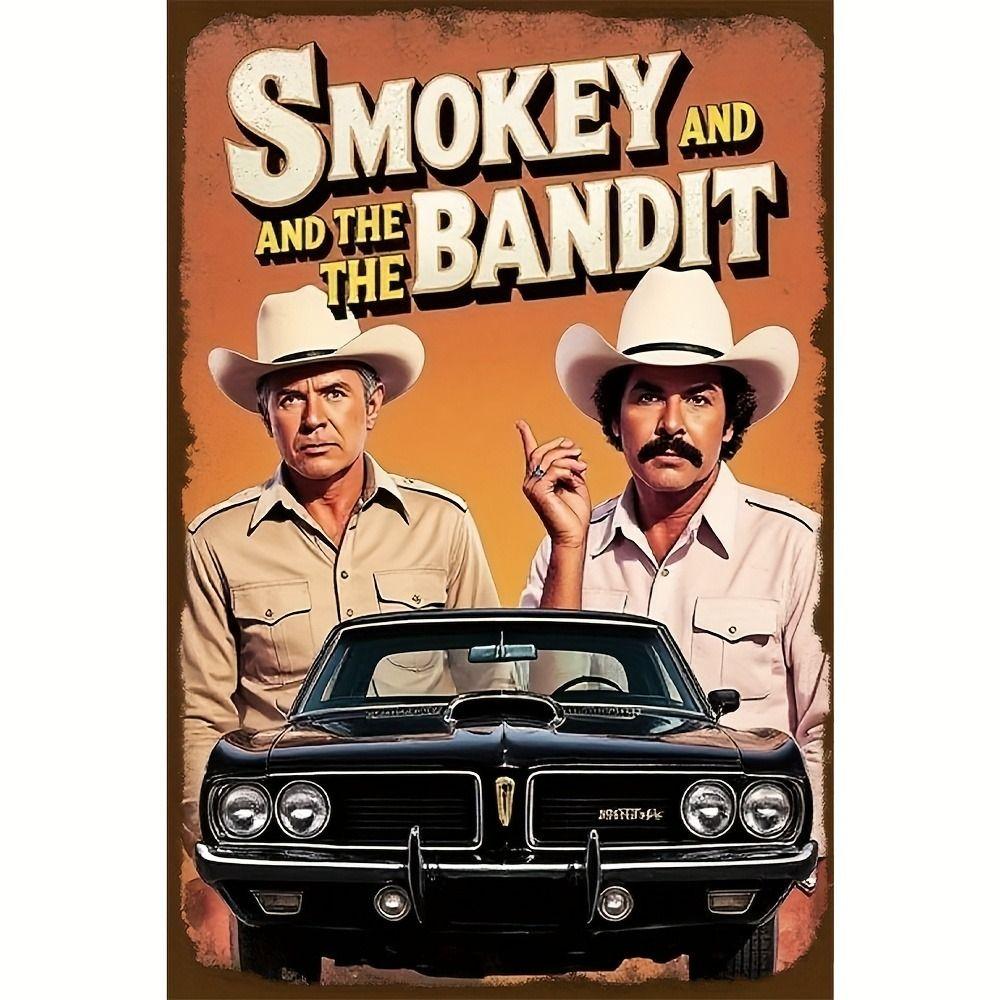 Винтажный металлический жестяной знак 'Дымный Бандит' (Smoky Bandit) Американская автомобильная культура Декор для стены 20x30 см