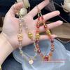 Красный шнурок-брелок для телефона 'Счастливый кот' из хрустальных бусин
