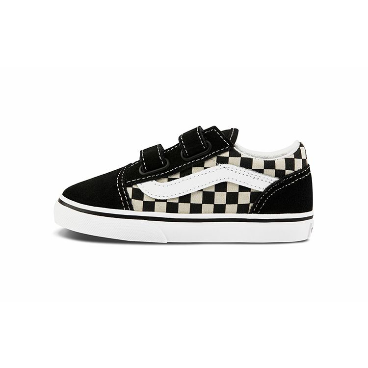 Vans Old Skool V Toddler Primary Check Baby Sneakers Black White VN0A38JNP0S