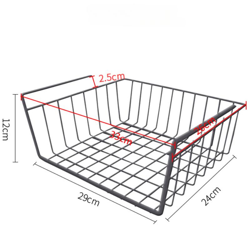 Cupboard Sundries Divide Organizer Basket Metal Kitchen Spice Storage Rack Cabinet Punch-Free Hook Type Undertable Storage Shelf