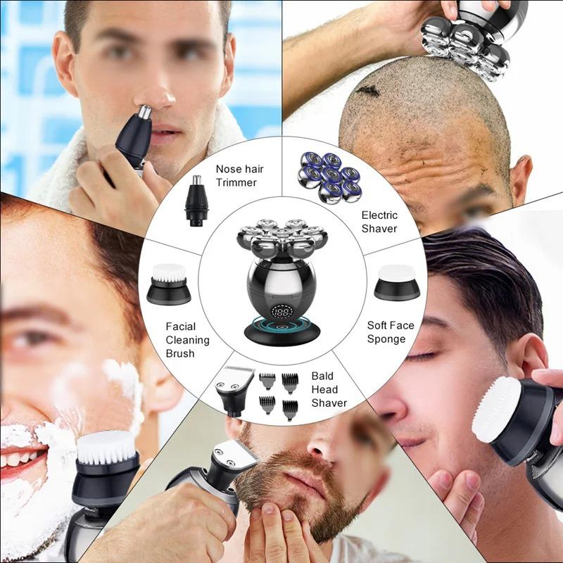 7D Men's Electric Shaver, Floating Cutting Head, Portable Load, Beard Cutter, Skull Shaver, Waterproof Shaving