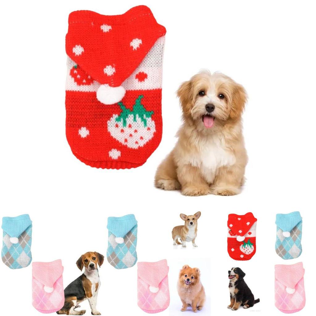 Уютный зимний свитер для питомца с капюшоном Вязаная одежда для собак и кошек Доступна сейчас