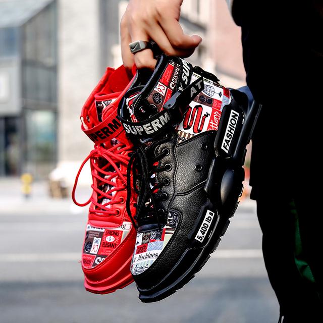 Men's Sports Shoes Brand Men Shoes High-tops Casual Sneakers Trendy Boys Red Basketball Sports Tennis Shoes Outdoor Platform Breathable Sneakers