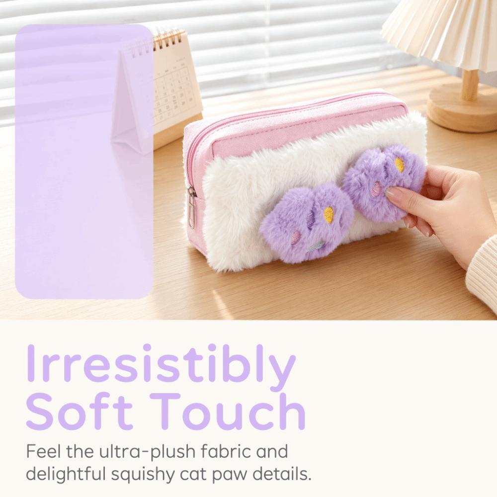 Large Capacity Fluffy Pen Bag Zipper Closure Lipstick Case Pencil Storage Case Desktop Storage